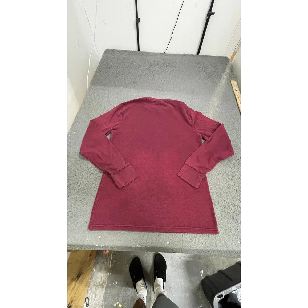 Polo Ralph Lauren Thermal Shirt Mens Medium Burgundy Excellent Waffle Knit Pony